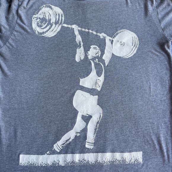 HF Hassle Free‎ Shirt Mens Medium Gray Weightlifter Graphic Print Short Sleeve - Picture 5 of 10